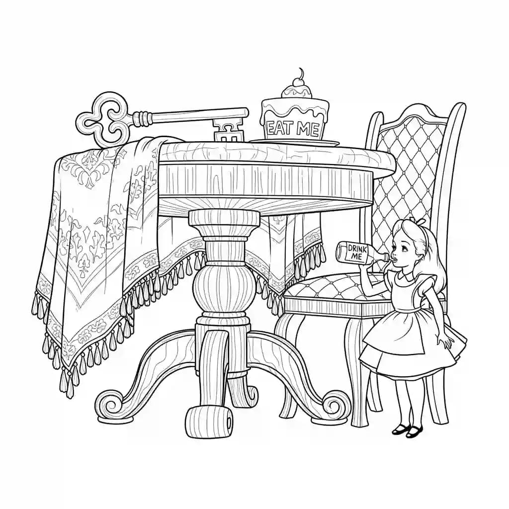 alice tomando chá com o chapeleiro maluco – desenho para colorir