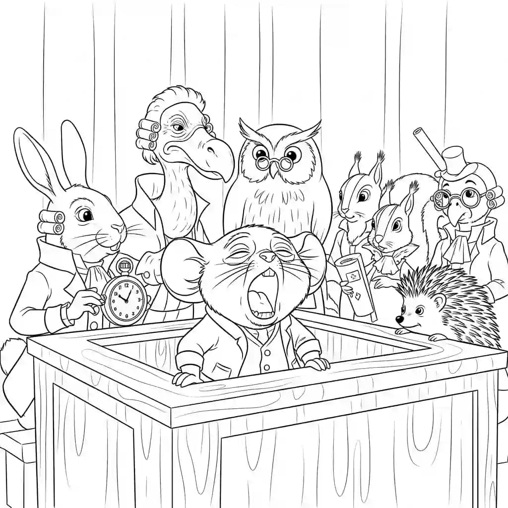 alice tomando chá com o chapeleiro maluco – desenho para colorir