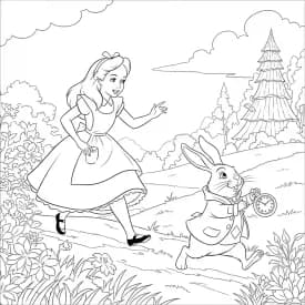 alice tomando chá com o chapeleiro maluco – desenho para colorir
