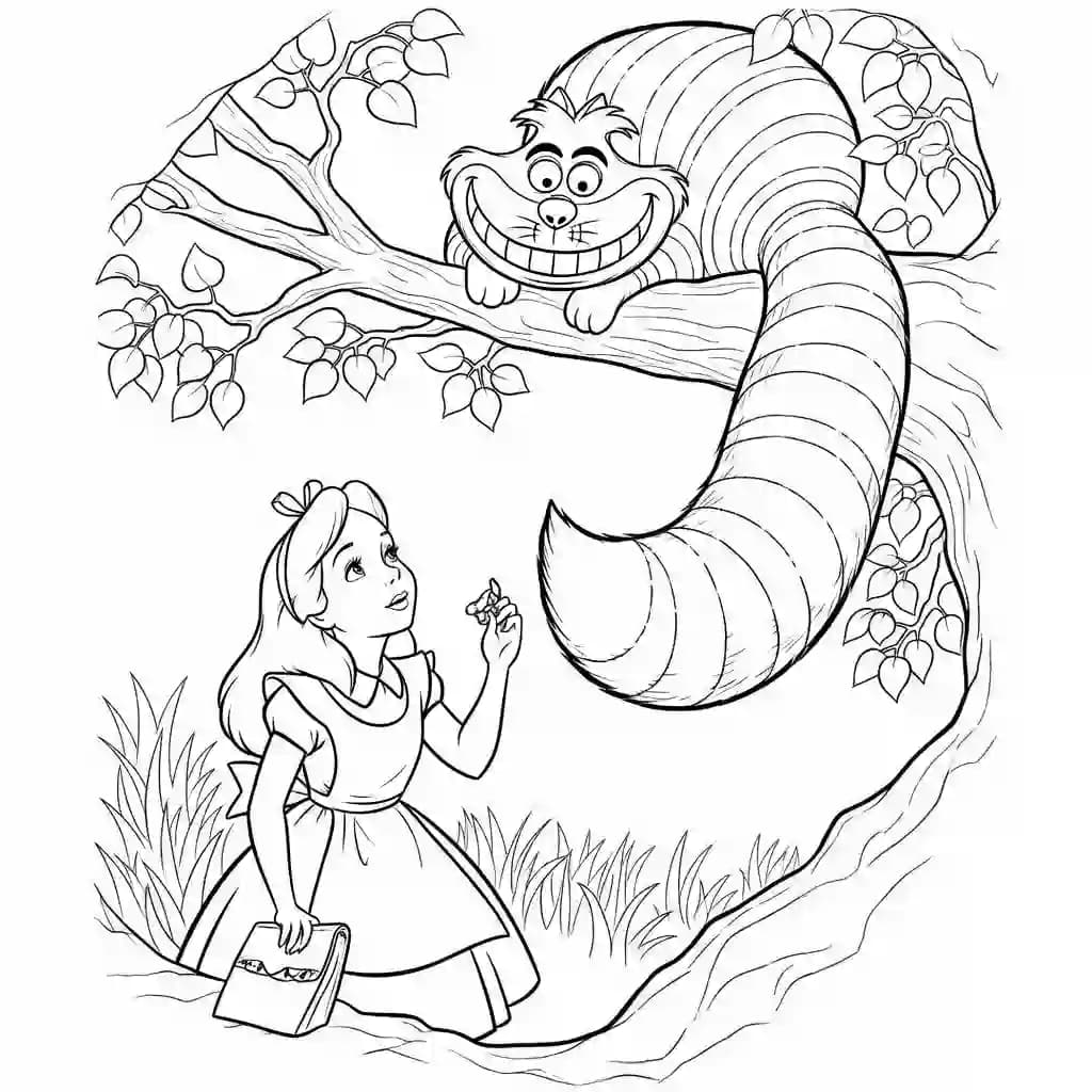 alice tomando chá com o chapeleiro maluco – desenho para colorir