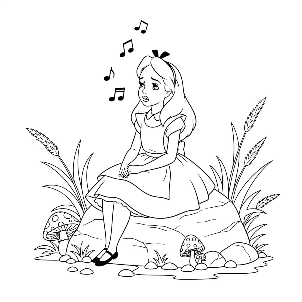 alice tomando chá com o chapeleiro maluco – desenho para colorir