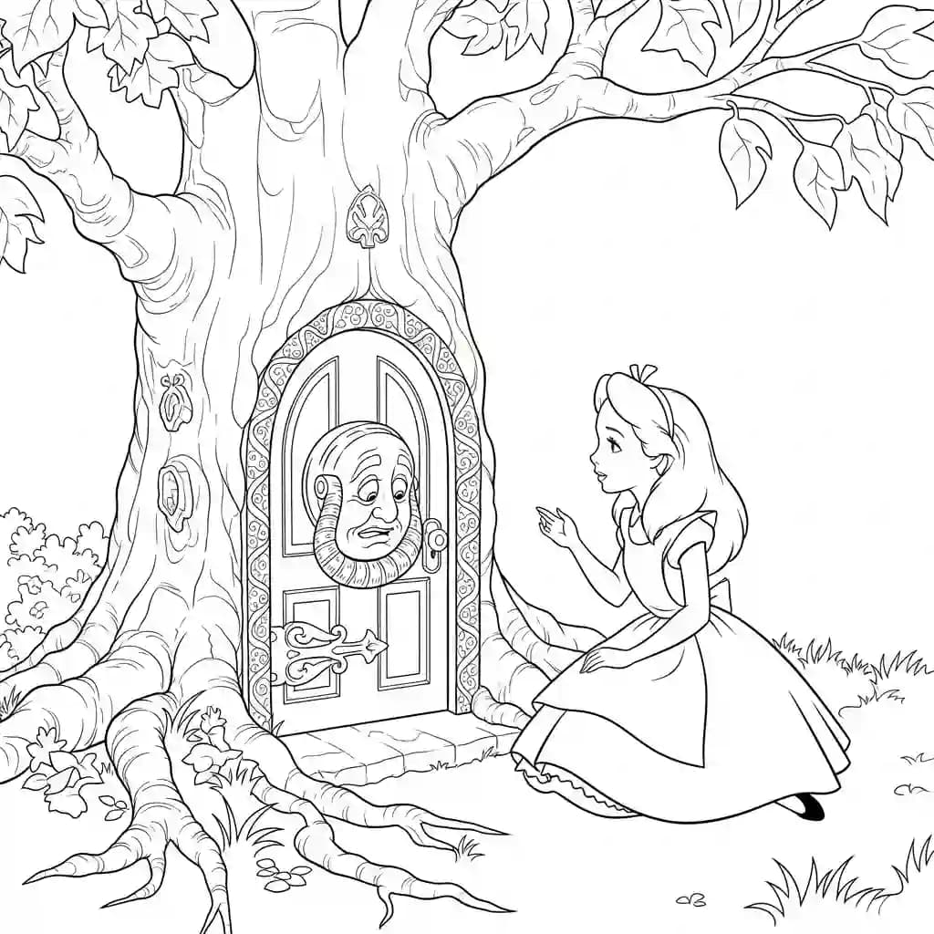 alice tomando chá com o chapeleiro maluco – desenho para colorir