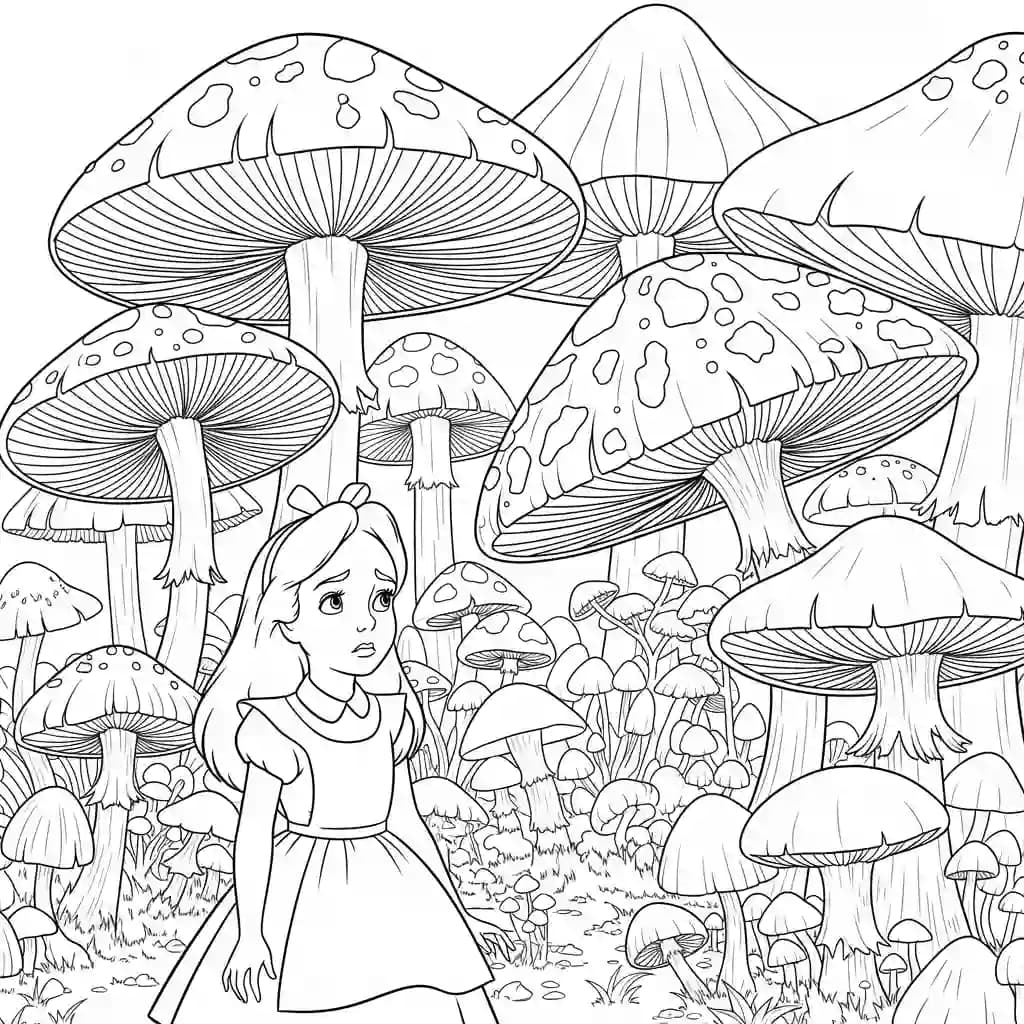 alice tomando chá com o chapeleiro maluco – desenho para colorir
