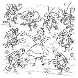 alice tomando chá com o chapeleiro maluco – desenho para colorir