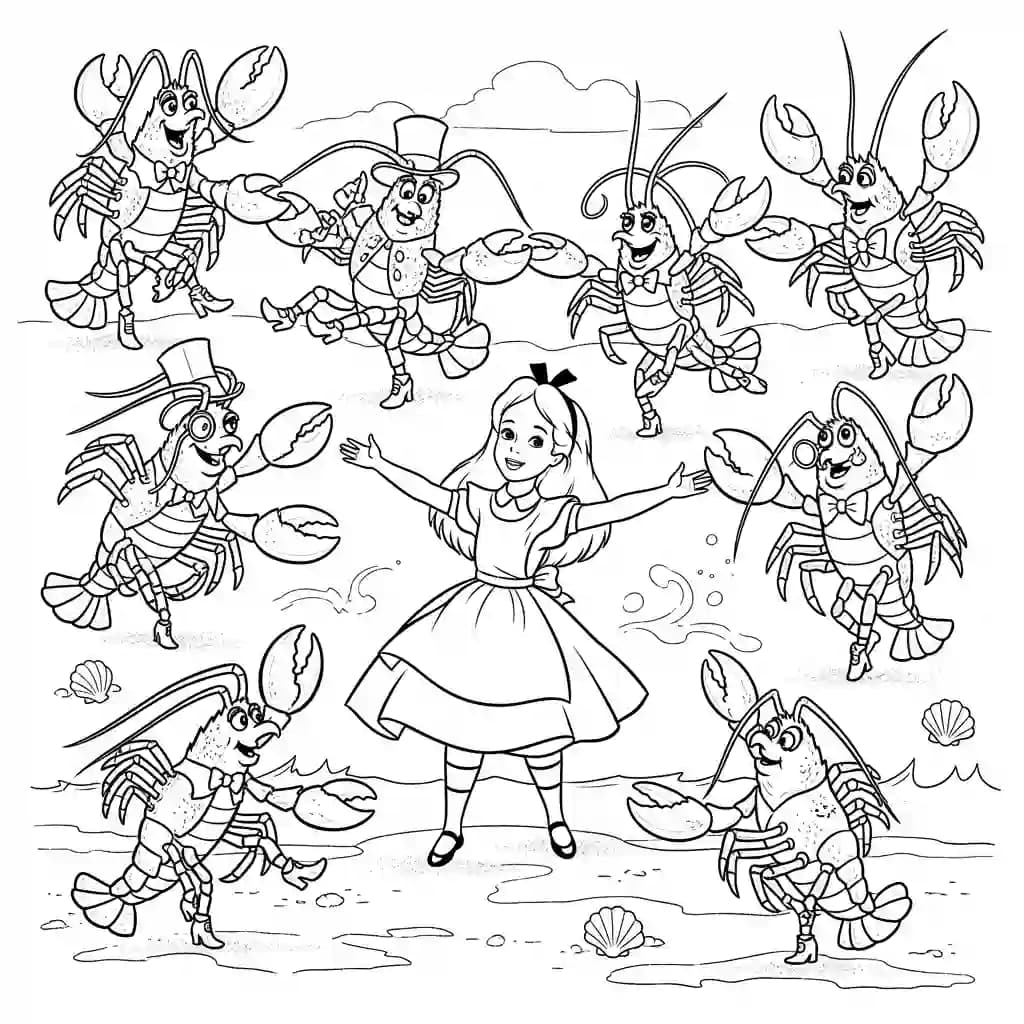 alice tomando chá com o chapeleiro maluco – desenho para colorir