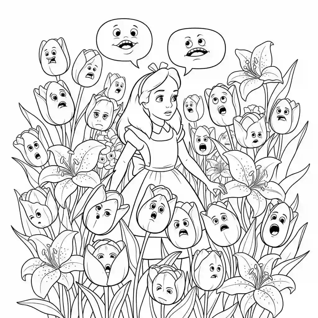 alice tomando chá com o chapeleiro maluco – desenho para colorir