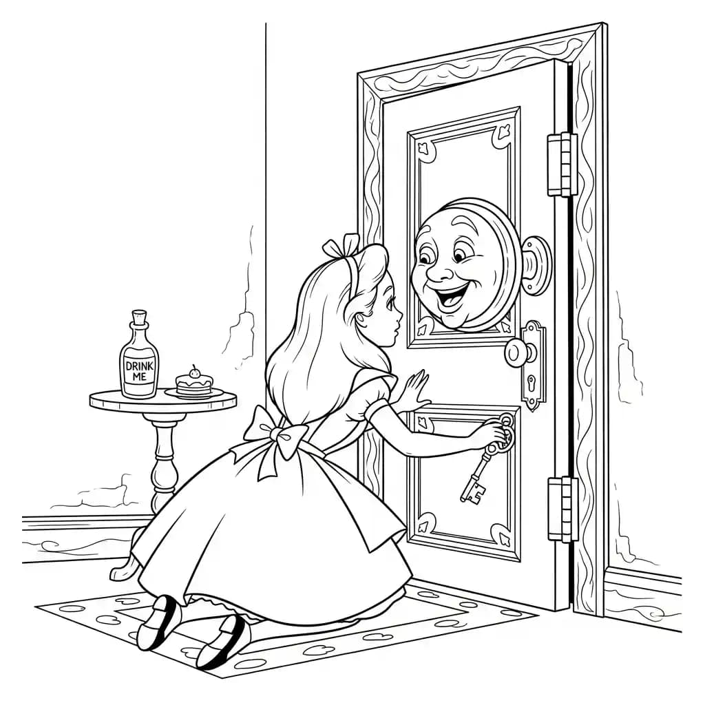 alice tomando chá com o chapeleiro maluco – desenho para colorir