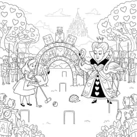 alice tomando chá com o chapeleiro maluco – desenho para colorir