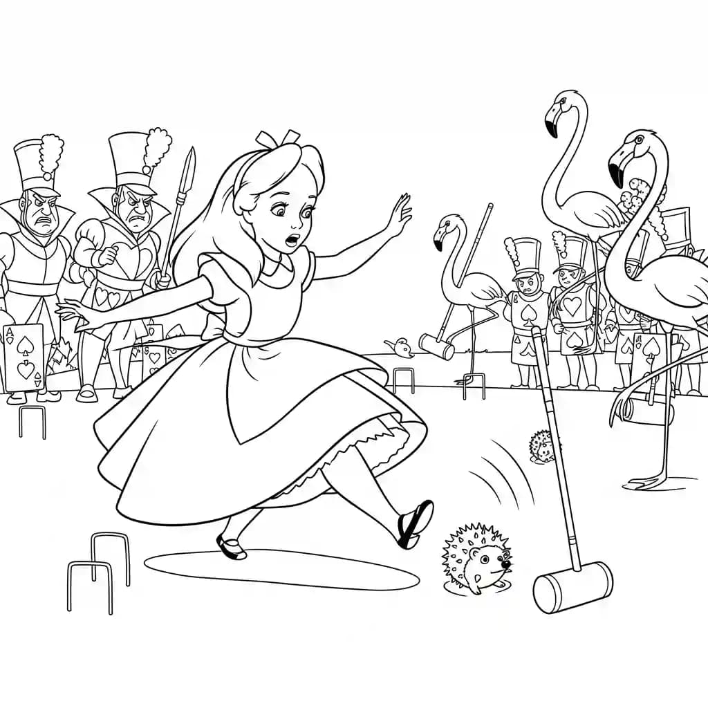 alice tomando chá com o chapeleiro maluco – desenho para colorir