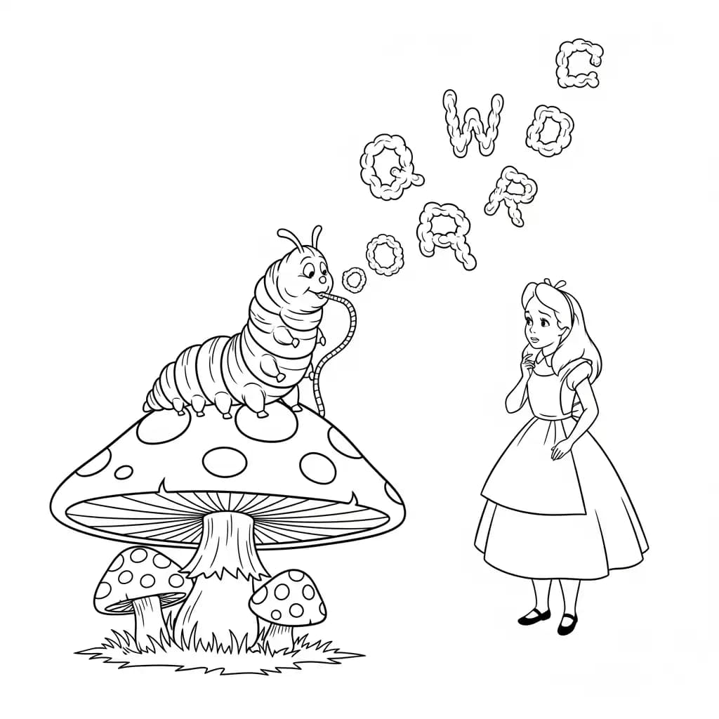 alice tomando chá com o chapeleiro maluco – desenho para colorir