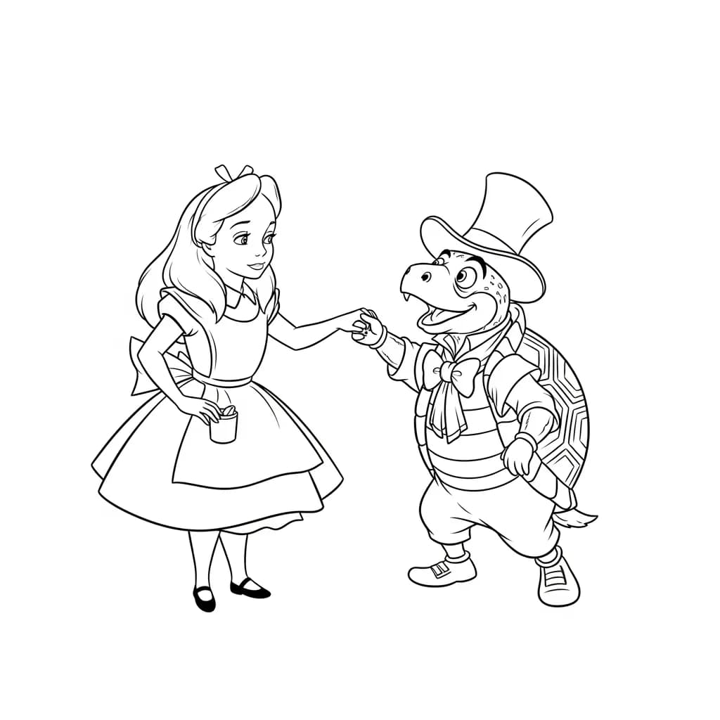 alice tomando chá com o chapeleiro maluco – desenho para colorir