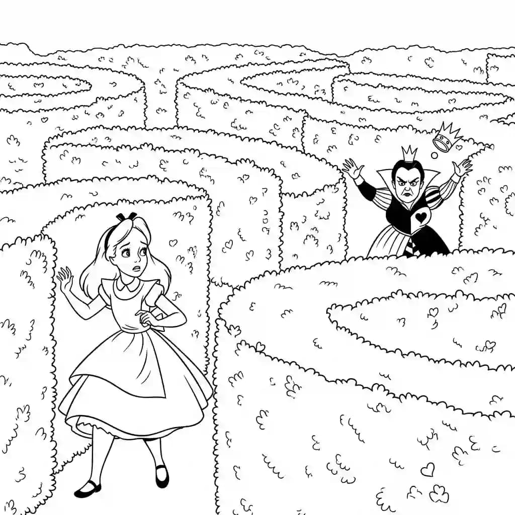 alice tomando chá com o chapeleiro maluco – desenho para colorir