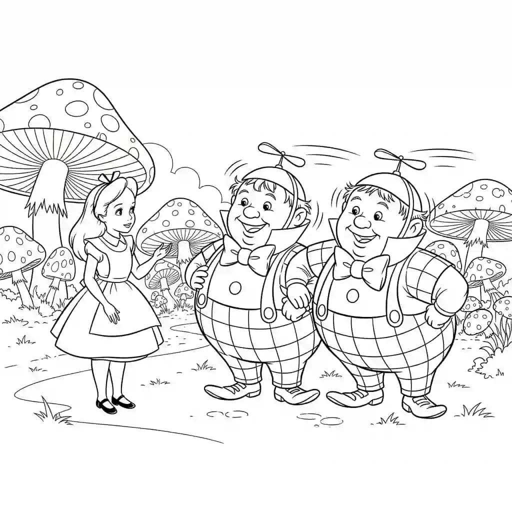 alice tomando chá com o chapeleiro maluco – desenho para colorir