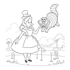 alice tomando chá com o chapeleiro maluco – desenho para colorir