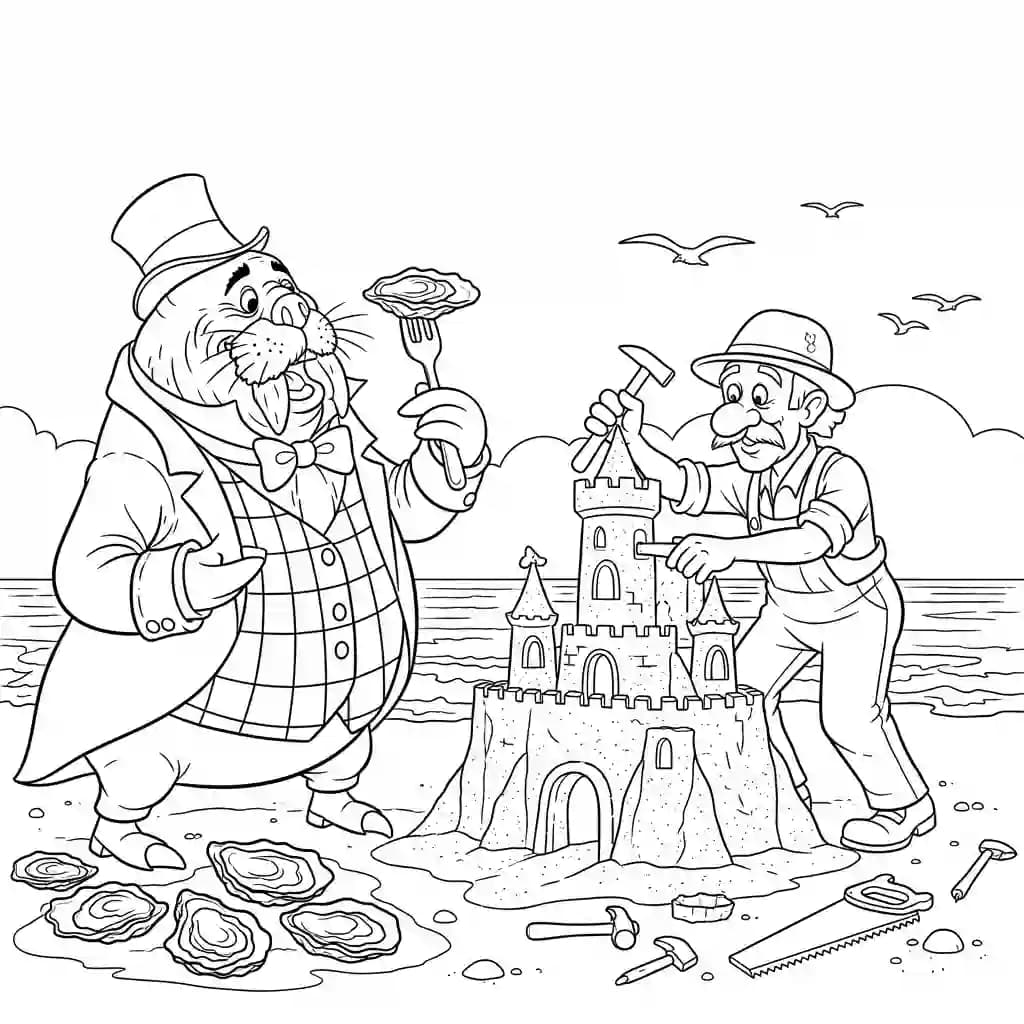 alice tomando chá com o chapeleiro maluco – desenho para colorir