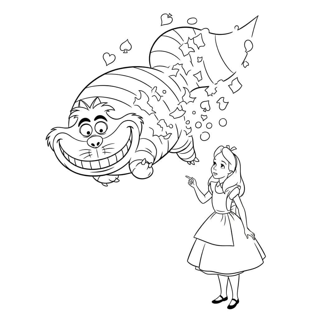 alice tomando chá com o chapeleiro maluco – desenho para colorir