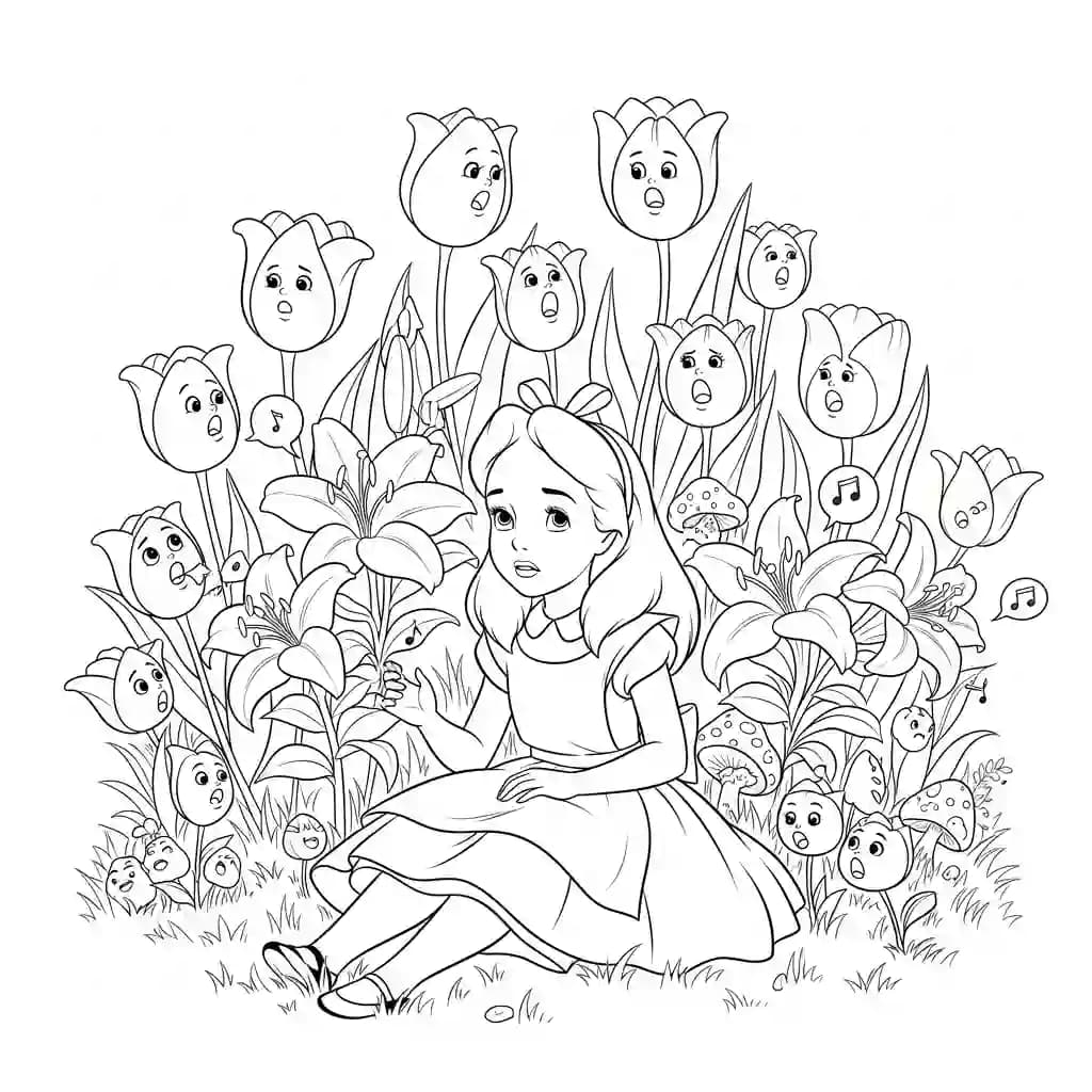 alice tomando chá com o chapeleiro maluco – desenho para colorir