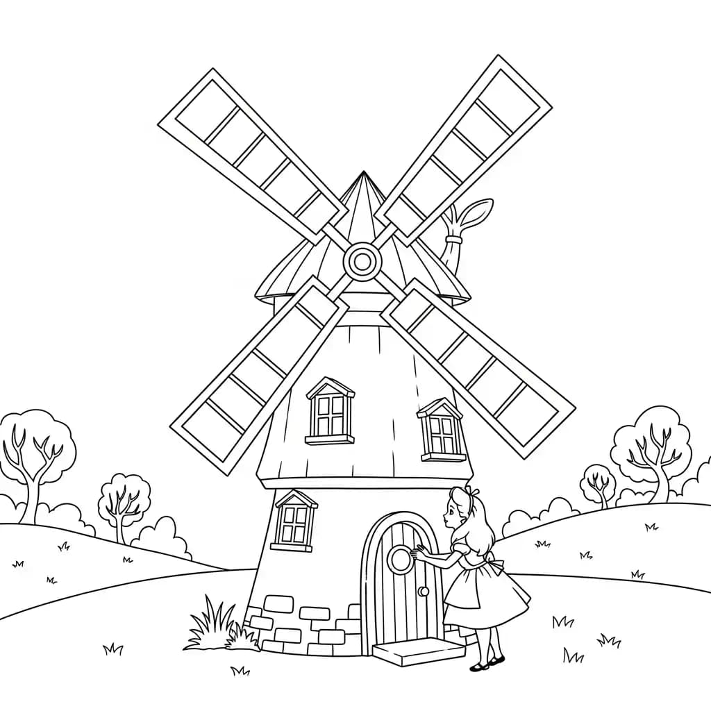 alice tomando chá com o chapeleiro maluco – desenho para colorir