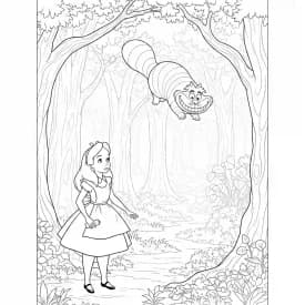 alice tomando chá com o chapeleiro maluco – desenho para colorir