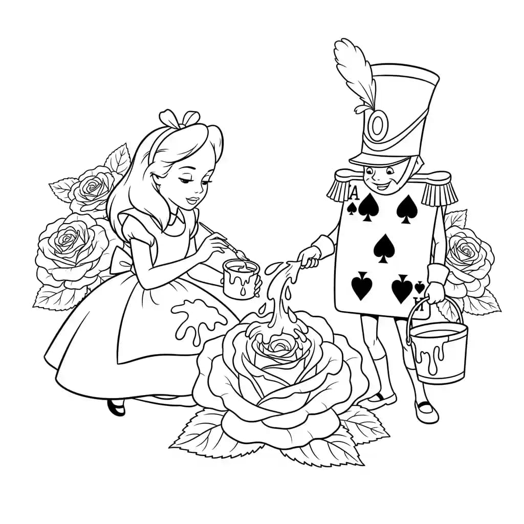 alice tomando chá com o chapeleiro maluco – desenho para colorir