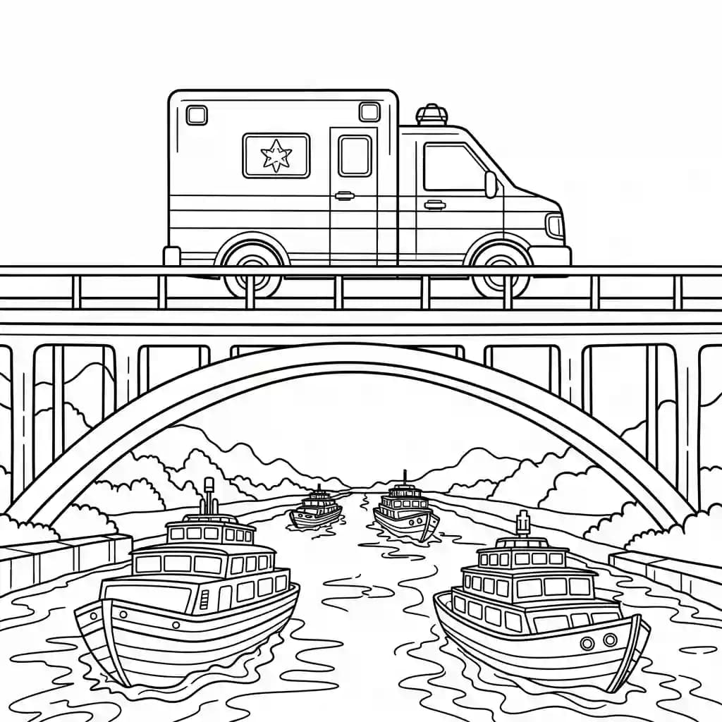 ambulância infantil para imprimir e colorir