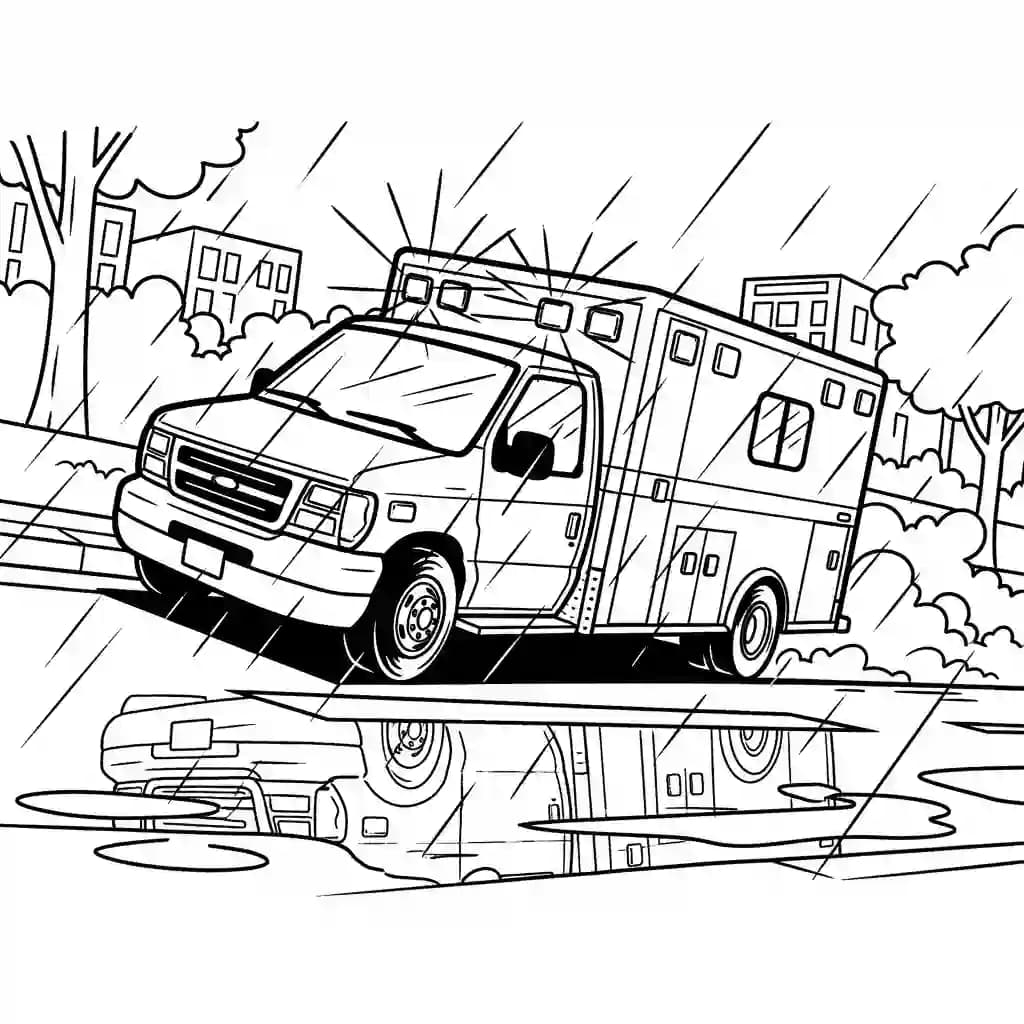 ambulância infantil para imprimir e colorir