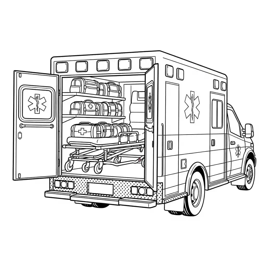 ambulância infantil para imprimir e colorir