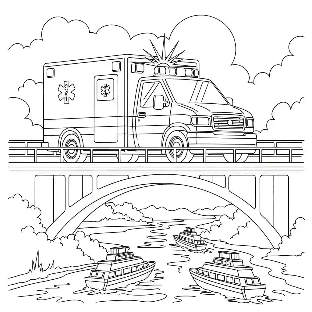 ambulância infantil para imprimir e colorir