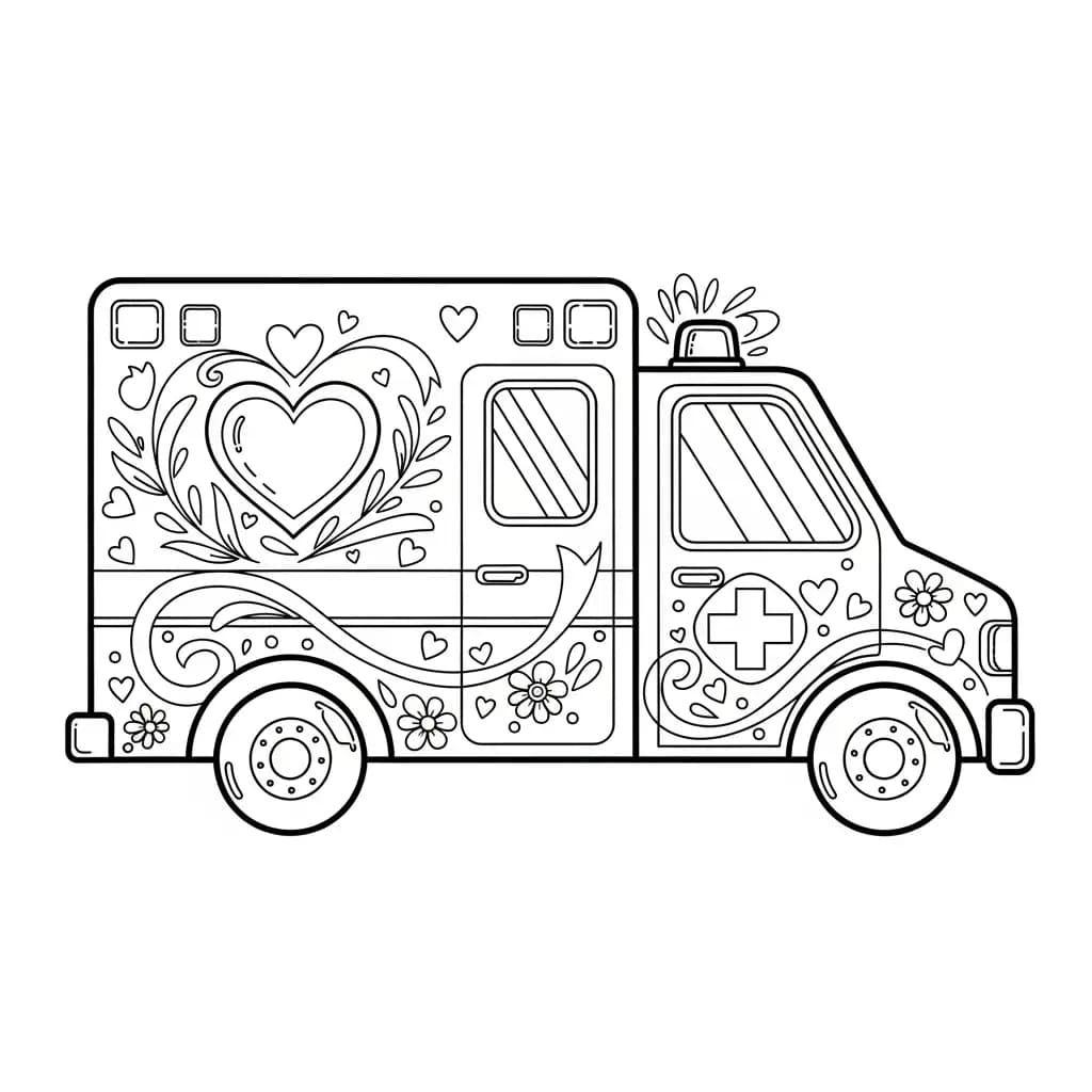 ambulância infantil para imprimir e colorir
