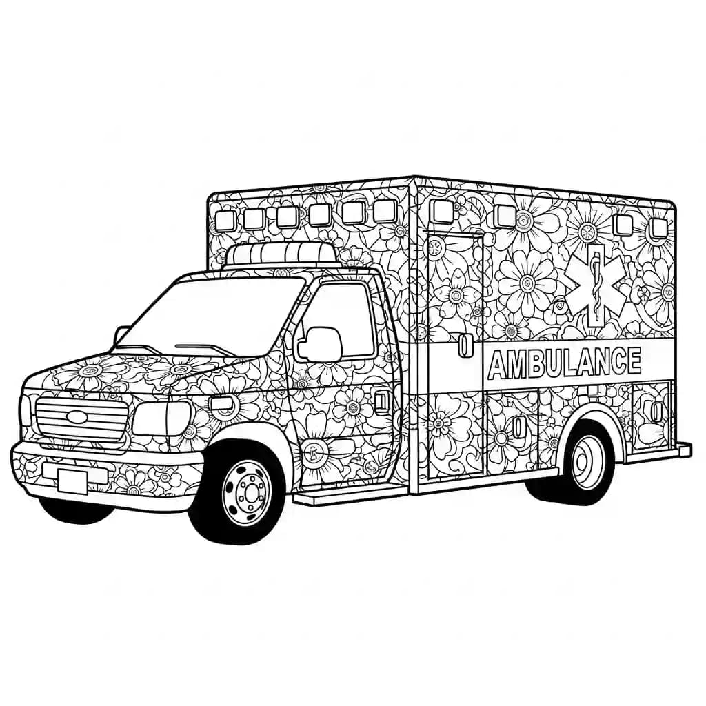 ambulância infantil para imprimir e colorir