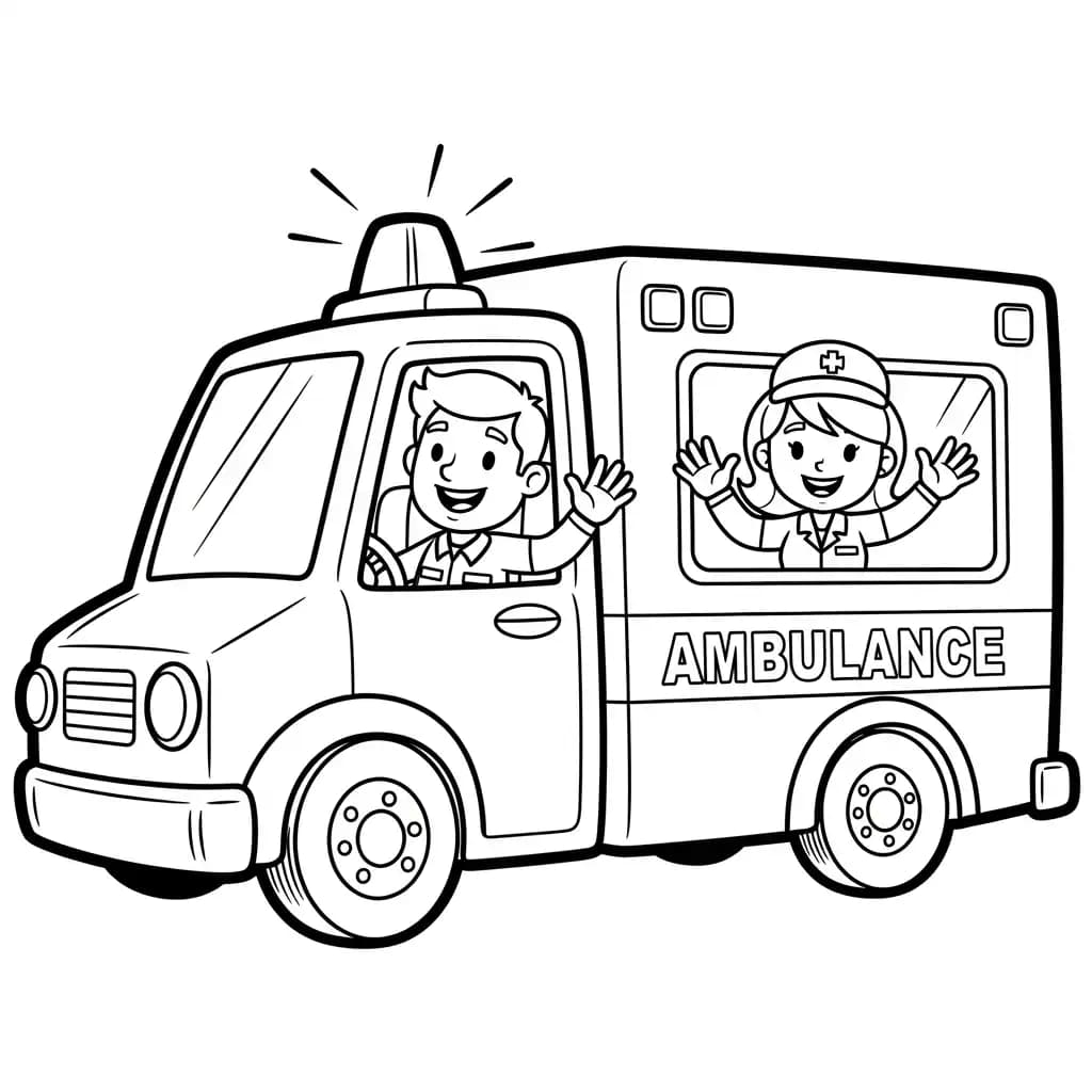 ambulância infantil para imprimir e colorir