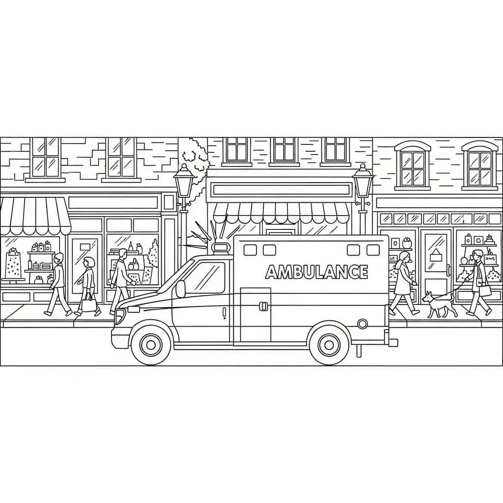 ambulância infantil para imprimir e colorir
