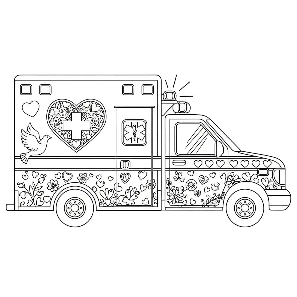 ambulância infantil para imprimir e colorir