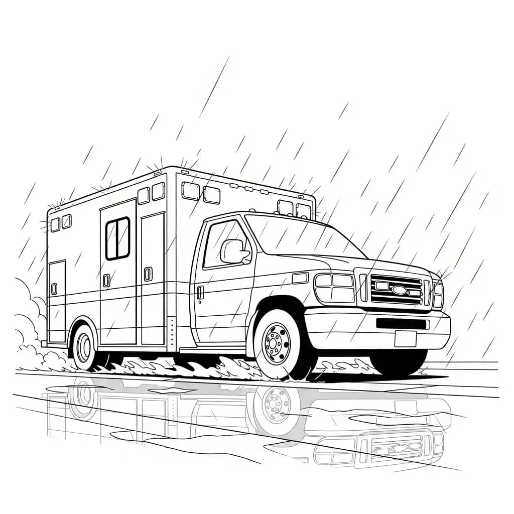 ambulância infantil para imprimir e colorir