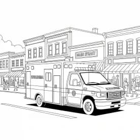 ambulância infantil para imprimir e colorir