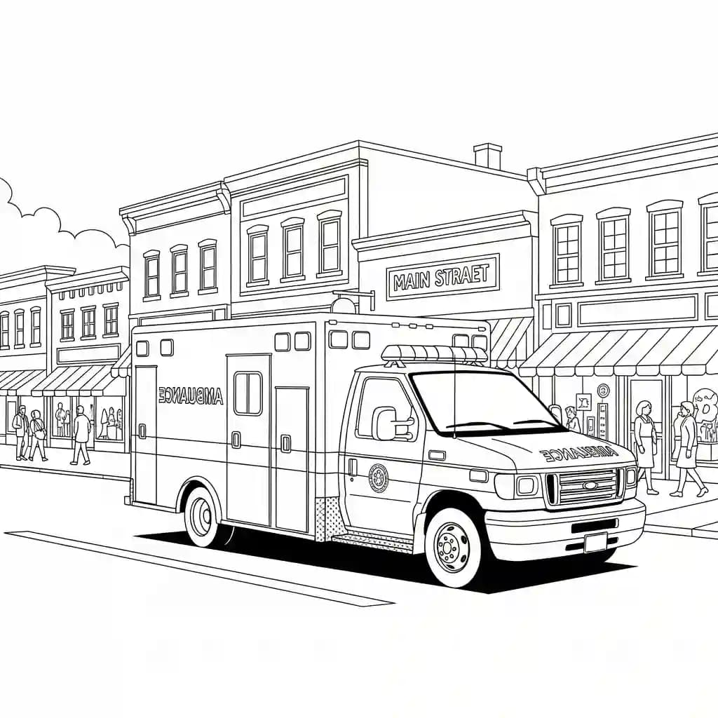 ambulância infantil para imprimir e colorir