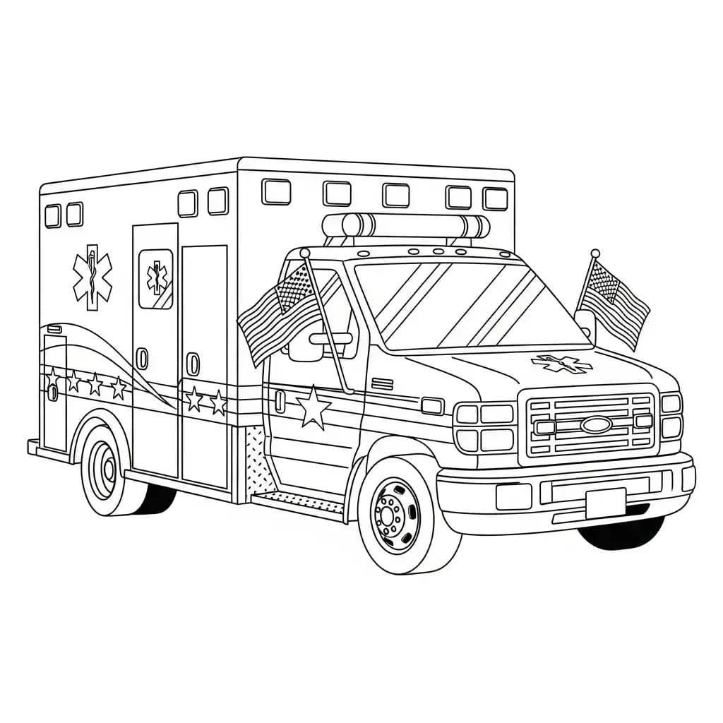 ambulância infantil para imprimir e colorir