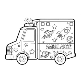 ambulância infantil para imprimir e colorir