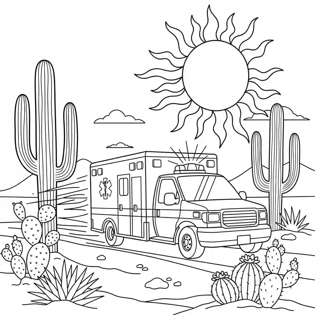 ambulância infantil para imprimir e colorir