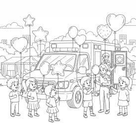 ambulância infantil para imprimir e colorir