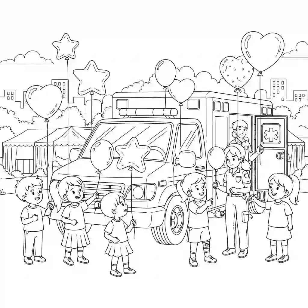 ambulância infantil para imprimir e colorir