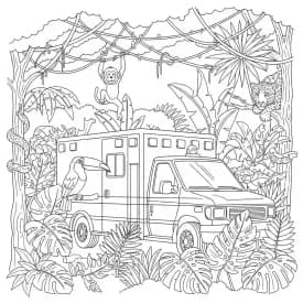 ambulância infantil para imprimir e colorir