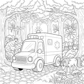 ambulância infantil para imprimir e colorir