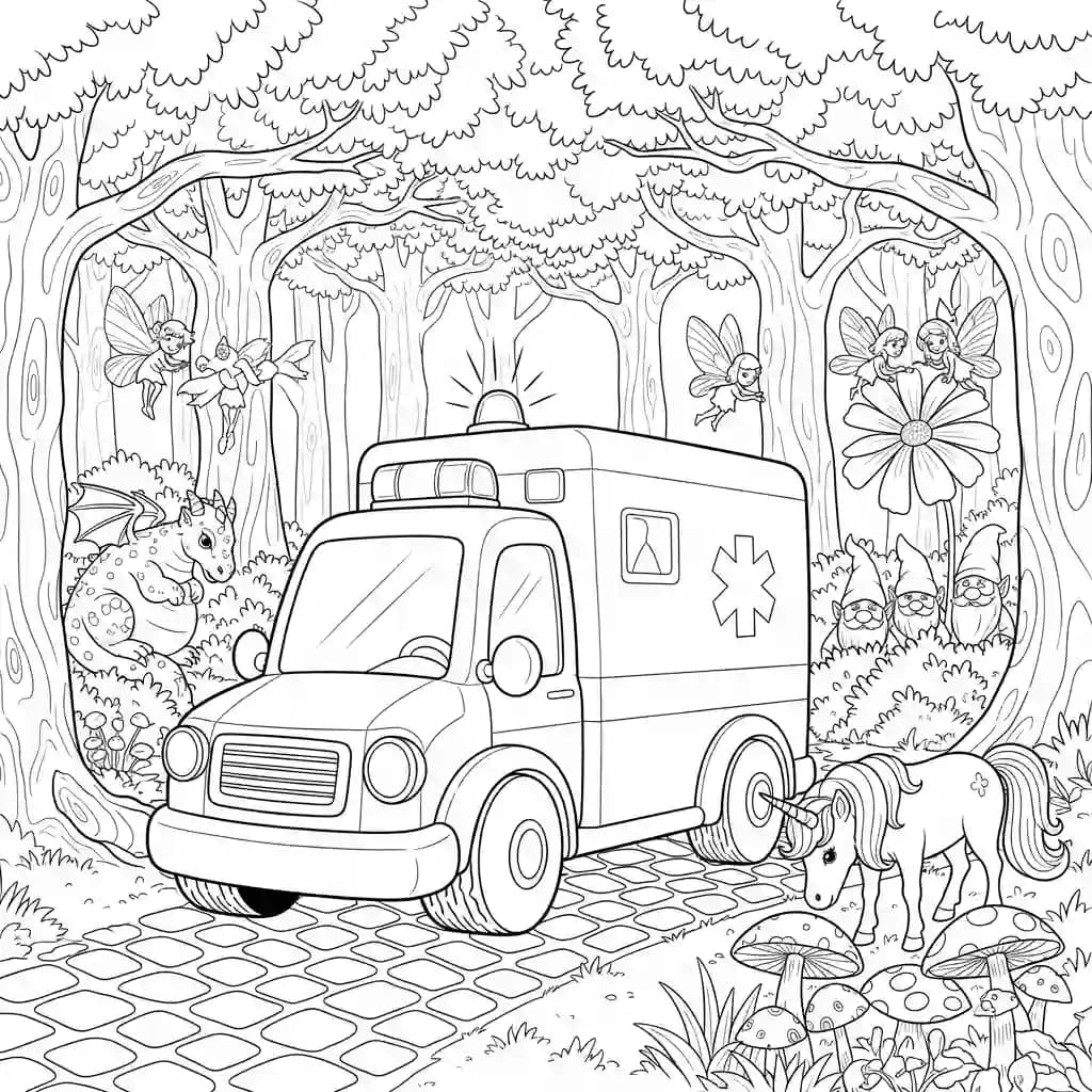 ambulância infantil para imprimir e colorir