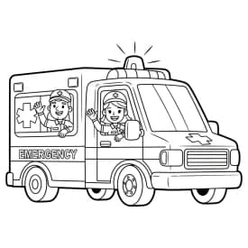 ambulância infantil para imprimir e colorir