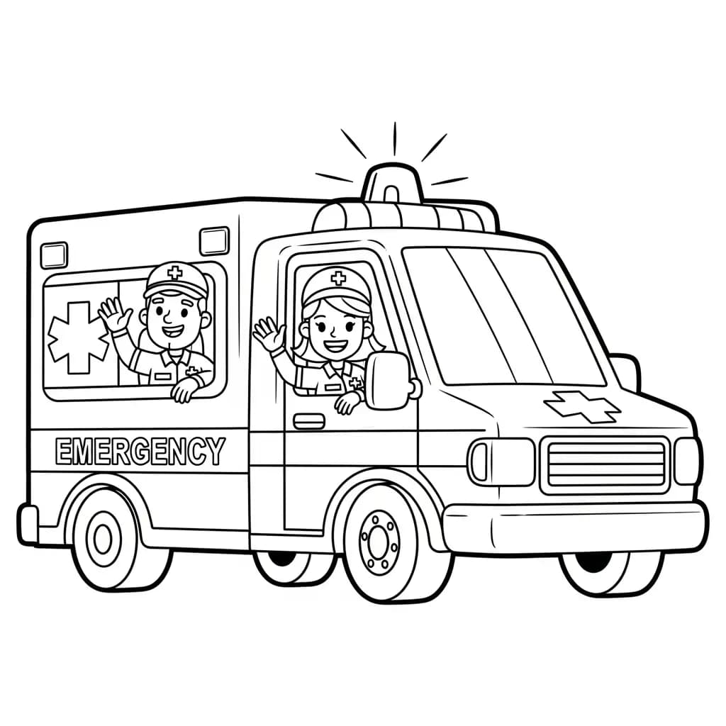 ambulância infantil para imprimir e colorir