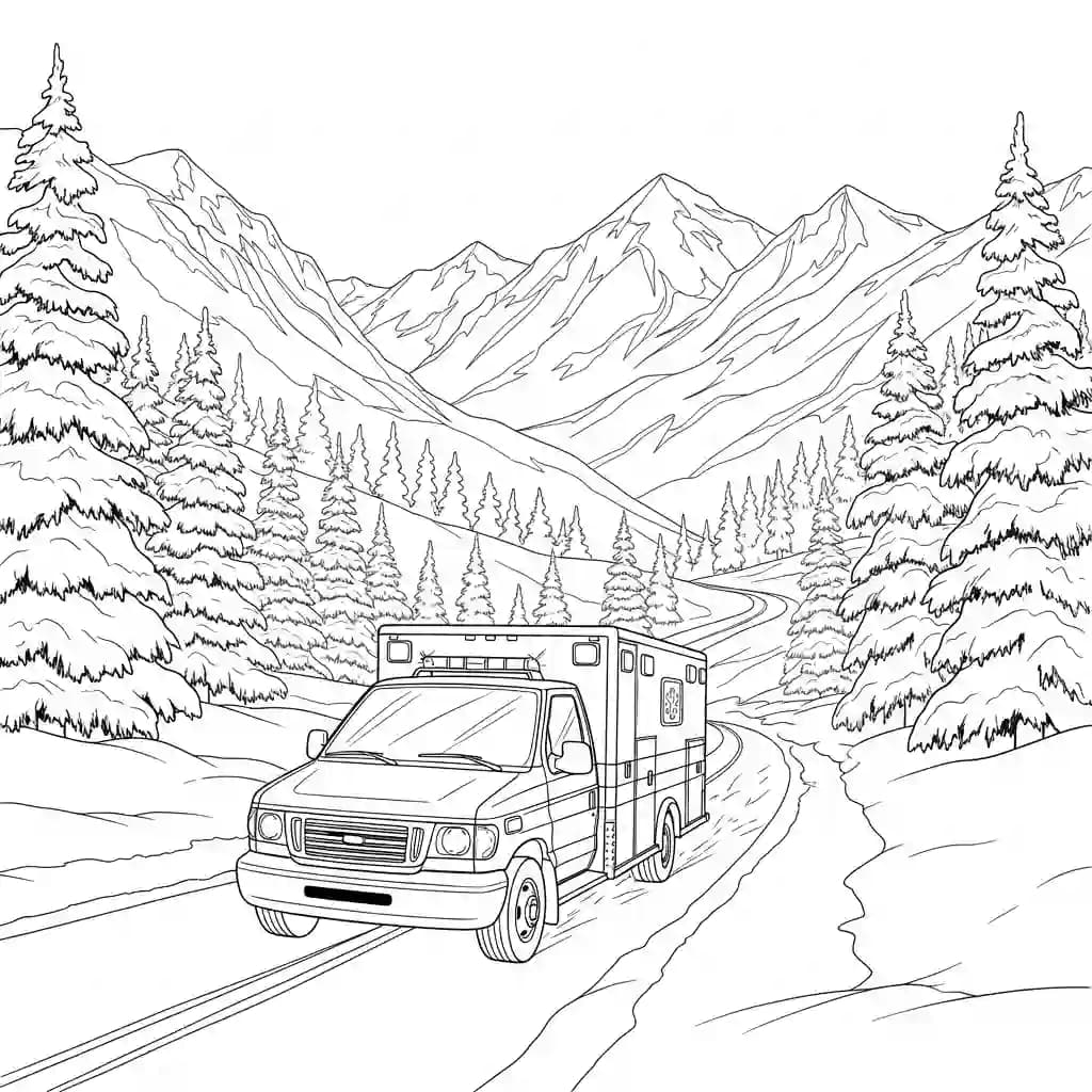 ambulância infantil para imprimir e colorir