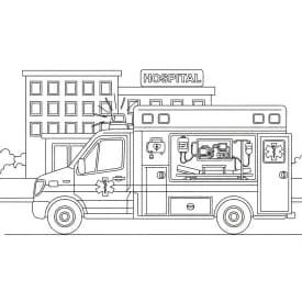 ambulância infantil para imprimir e colorir