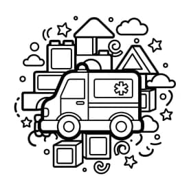 ambulância infantil para imprimir e colorir