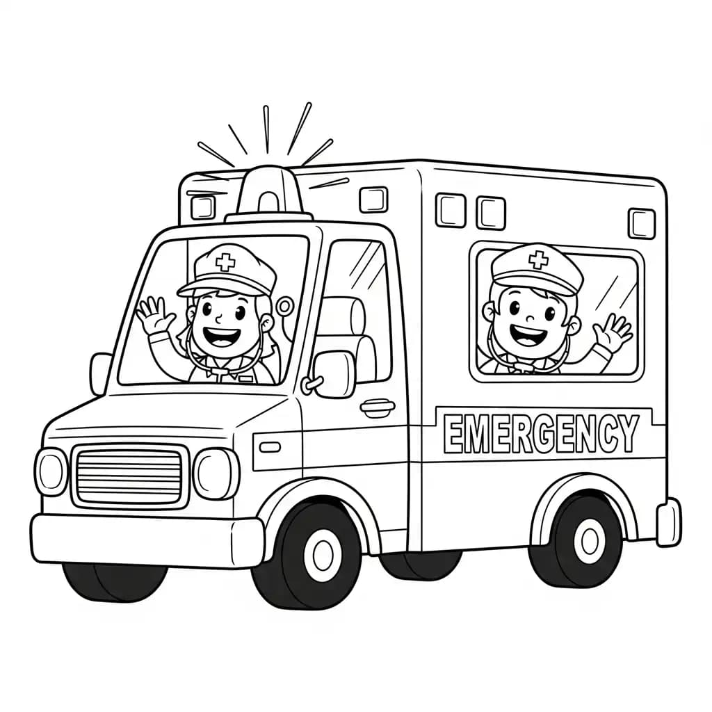 ambulância infantil para imprimir e colorir